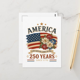 Carte Postale Fleuron de drapeau patriotique Amérique 250 ans de