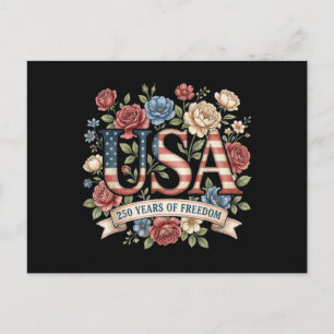 Carte Postale Fleurs 250 Ans Anniversaire Amérique USA 250e Bi