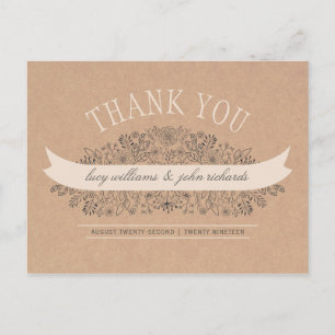 Carte Postale Fleurs à main   Merci floral rustique