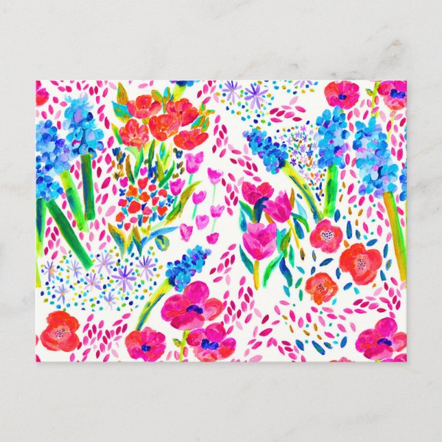 Carte Postale Fleurs abstraites jolies et colorées (Devant)
