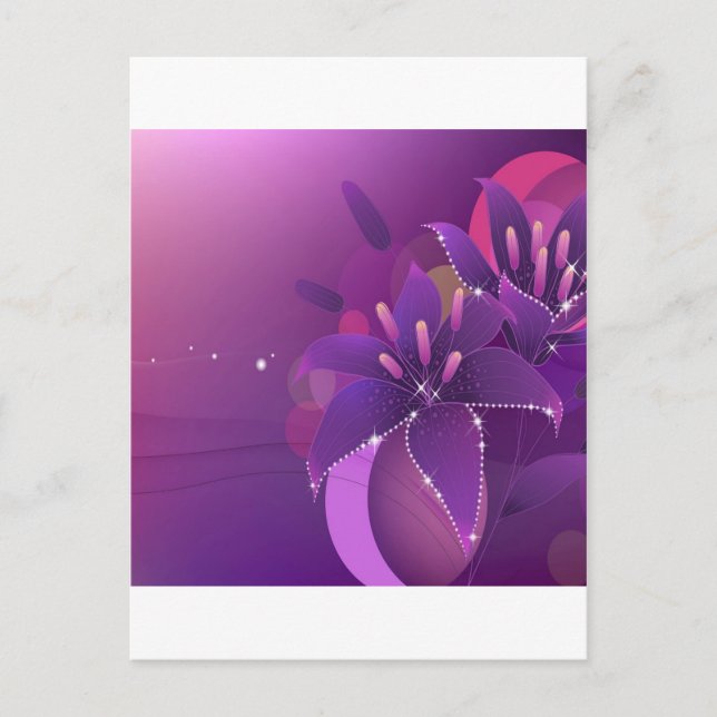 Carte Postale Fleurs Abstraites Lillies violettes (Devant)