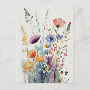 Carte Postale Fleurs aquarelles