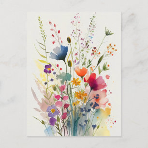 Carte postale Fleurs aquarelles