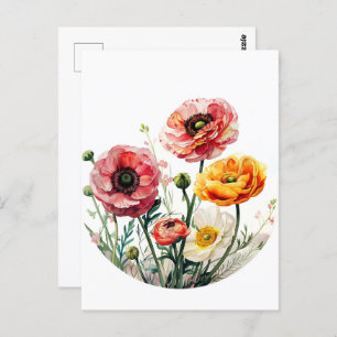 Carte Postale Fleurs aquarelles, Passage
