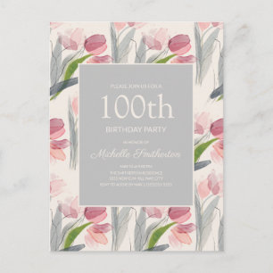 Carte Postale Fleurs aquarelles roses 100e anniversaire femmes