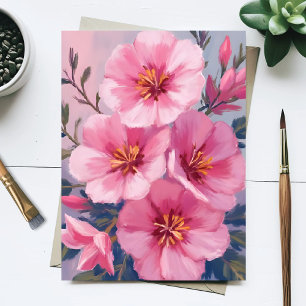 Carte Postale Fleurs aquarelles roses épanouies peintes avec dél