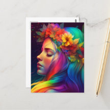 Fleurs arc-en-ciel et coiffeuse colorée