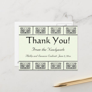 Carte Postale Fleurs Art Déco vintage Merci frontalier