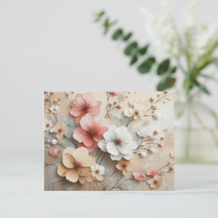 Carte Postale Fleurs Beige-Rose modernes