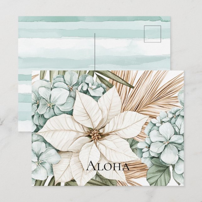Carte Postale Fleurs blanches bleues tropicales   (Devant / Derrière)
