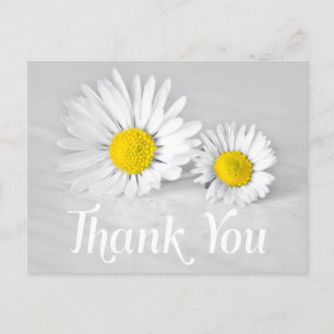 Carte Postale Fleurs blanches Merci Floral Gris