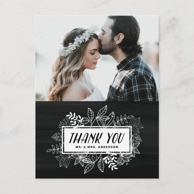 Carte Postale Fleurs blanches rustiques et chic sur Merci de tab (Devant)