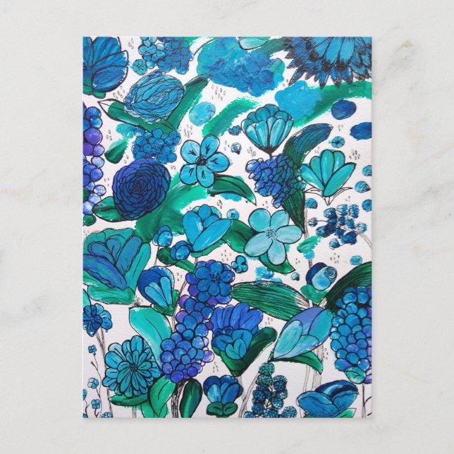 Carte postale Fleurs bleues (Devant)