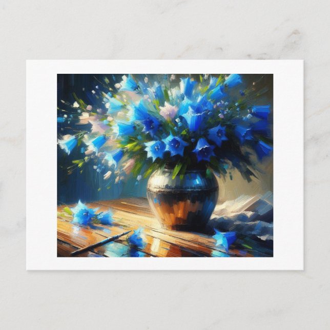 Carte Postale Fleurs Bleues, (Devant)