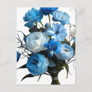 Carte Postale Fleurs bleues et blanches