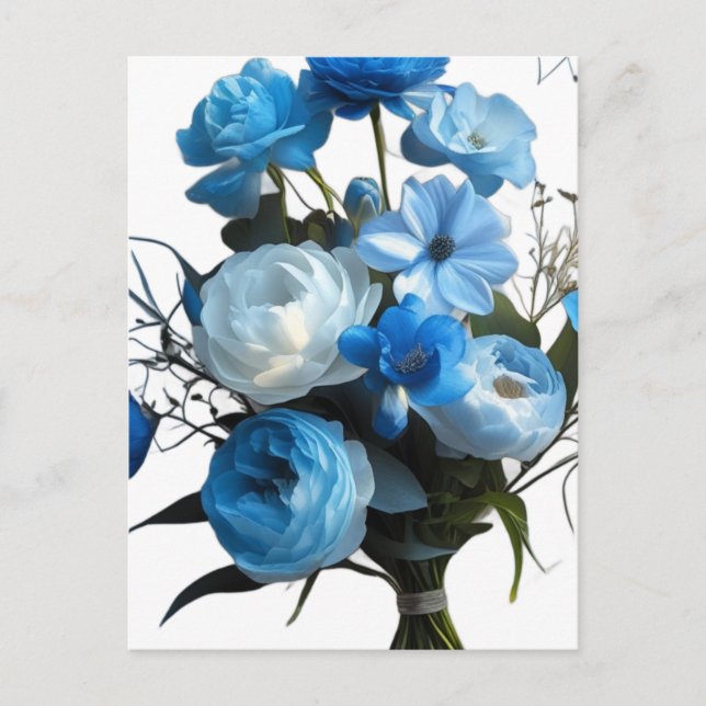 Carte Postale Fleurs bleues et blanches (Devant)