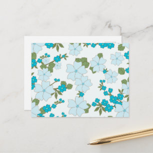Carte Postale Fleurs Bleues, Motif Floral, Motif De Fleurs