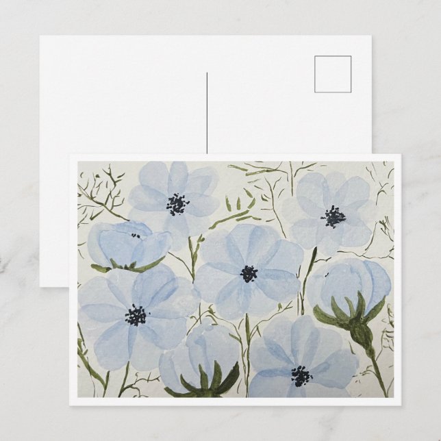 Carte postale Fleurs bleues ondulantes  (Devant / Derrière)