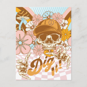 Carte Postale Fleurs botaniques squelette rétro 