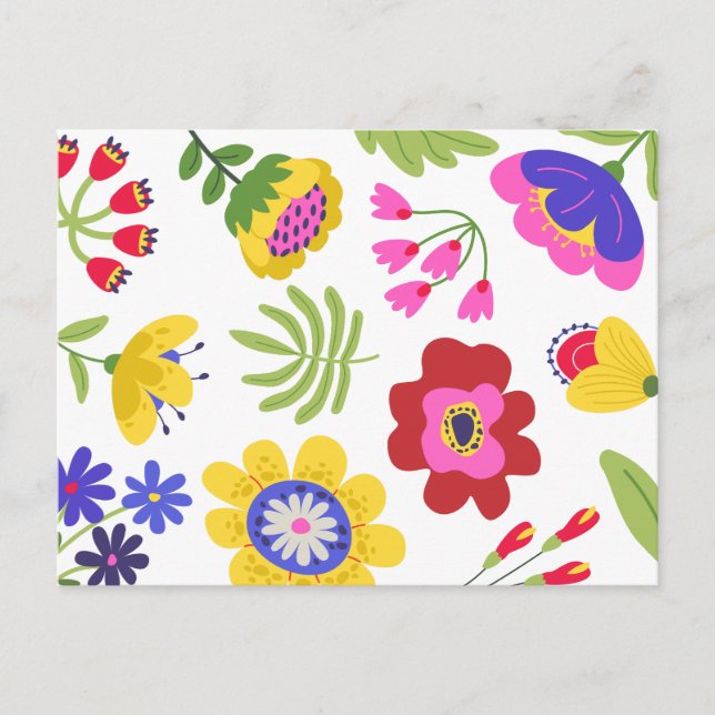 Carte Postale Fleurs colorées amusantes  (Devant)