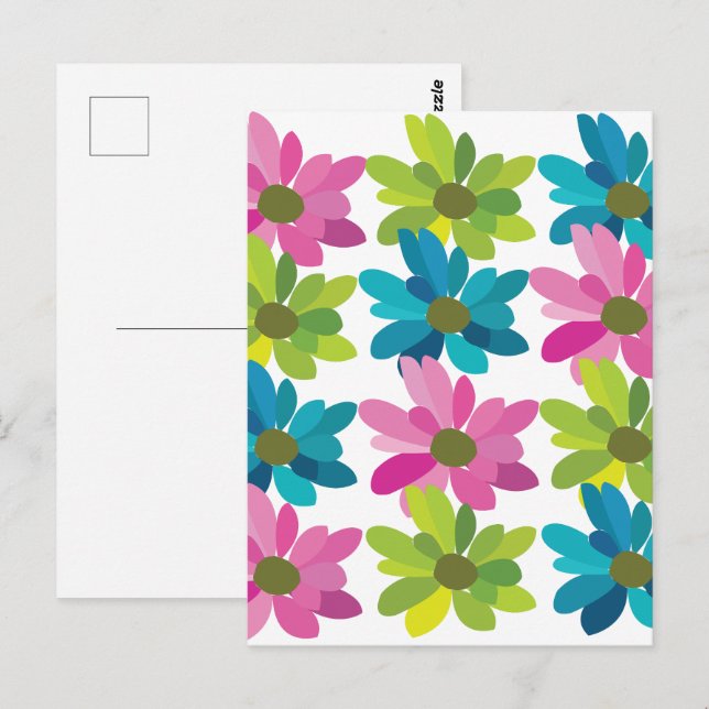 Carte Postale Fleurs Colorées Fleurs Sauvages (Devant / Derrière)