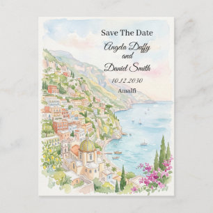 Carte Postale Fleurs côtières bleues Save the Date