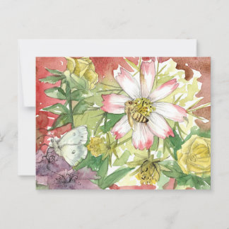 Carte Postale Fleurs d'abeilles de miel Pollinateurs de jardin d