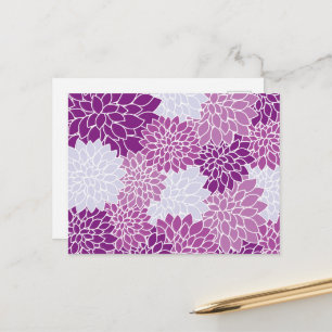 Carte Postale Fleurs Dahlia, Motif De Fleurs, Dahlia Violet