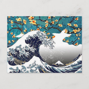 Carte Postale Fleurs d'amandier, La Vague, Parodie d'art fin