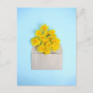 Carte Postale Fleurs Dandelions dans l'enveloppe