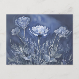 Carte Postale Fleurs d'anémones bleu foncé