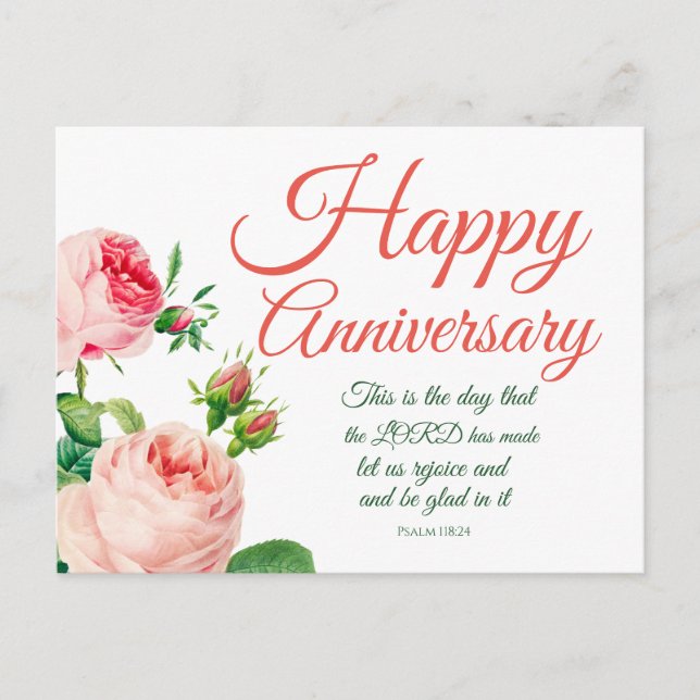 Carte Postale Fleurs d'anniversaire Psaume 118:24   (Devant)