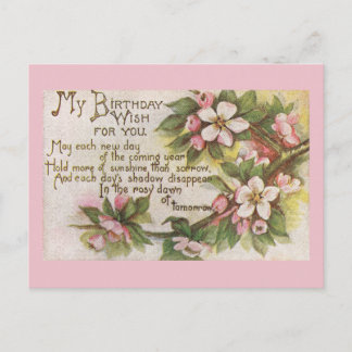 Carte Postale Fleurs d'anniversaire vintages