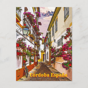 Carte Postale Fleurs dans la rue. Cordoue, Andalousie, Espagne.