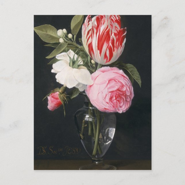 Carte Postale Fleurs dans un vase en verre (Devant)