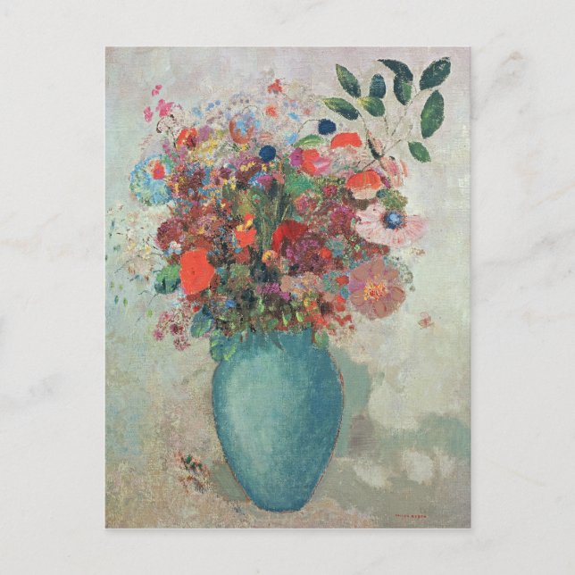 Carte Postale Fleurs dans un vase turquoise, vers 1912 (Devant)