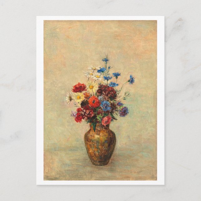 Carte Postale Fleurs dans une peinture Vase (Devant)