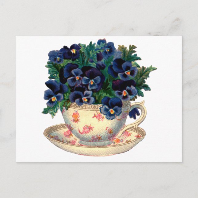Carte Postale Fleurs dans une Teacup Art Vintage (Devant)