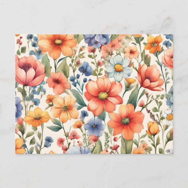 Carte Postale Fleurs d'aquarelle Abstraites pour n'importe quell (Devant)