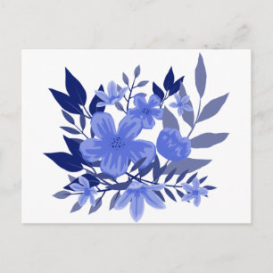 Carte Postale Fleurs d'aquarelle bleu floral