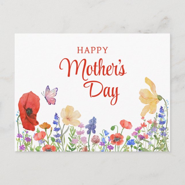 Carte postale Fleurs d'aquarelle Fête des mères (Devant)