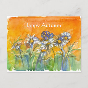Carte Postale Fleurs d'aquarelle papillon Daisy Joyeux automne