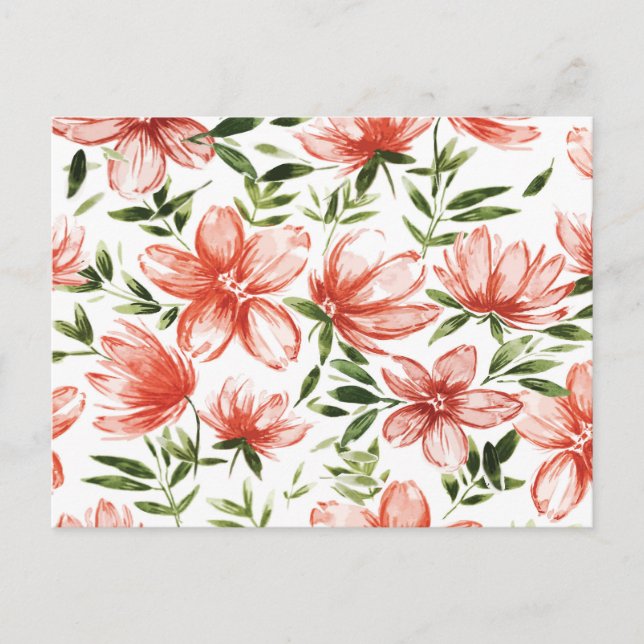 Carte Postale Fleurs d'aquarelle rouge (Devant)