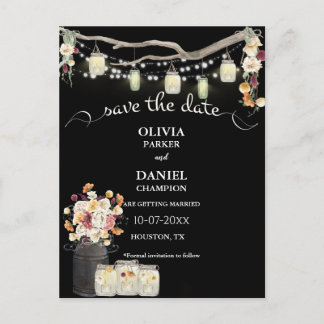 Carte Postale Fleurs d'aquarelle rustiques Mason Jar