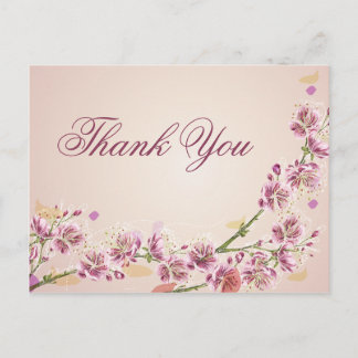 Carte Postale Fleurs d'aquarelle violette Lilac mariage merci