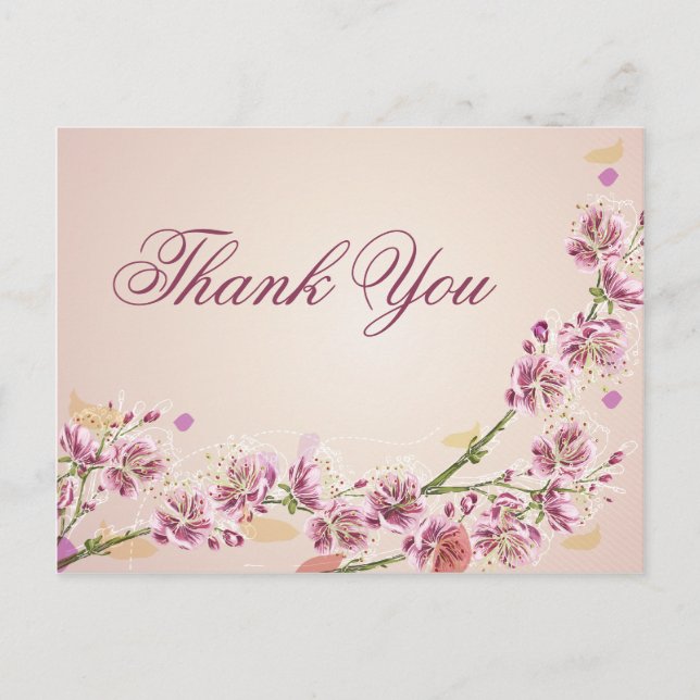 Carte Postale Fleurs d'aquarelle violette Lilac mariage merci (Devant)
