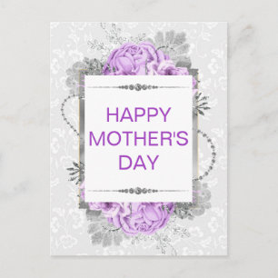 Carte Postale Fleurs d'argent et de lilas et fête des mères pail