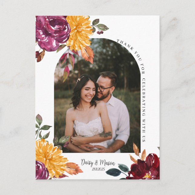 Carte Postale Fleurs d'automne avec une floraison à l'aquarelle  (Devant)