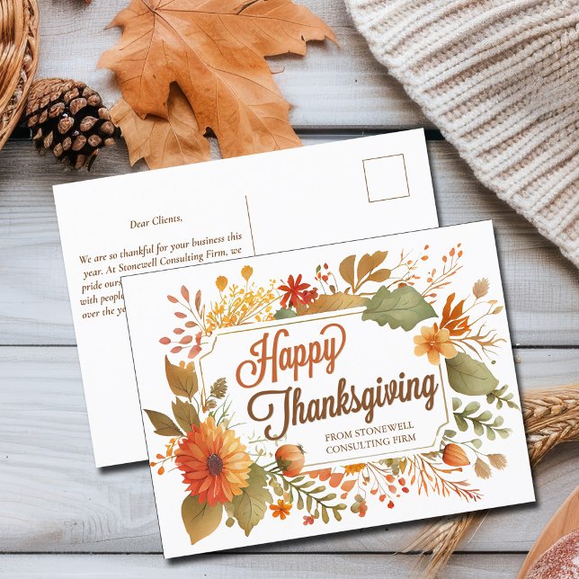 Carte Postale Fleurs d'automne bon thanksgiving Affaires personn (Créateur téléchargé)
