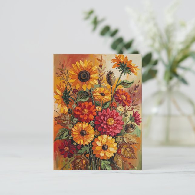 Carte Postale Fleurs d'automne, couleurs d'automne, (Debout devant)